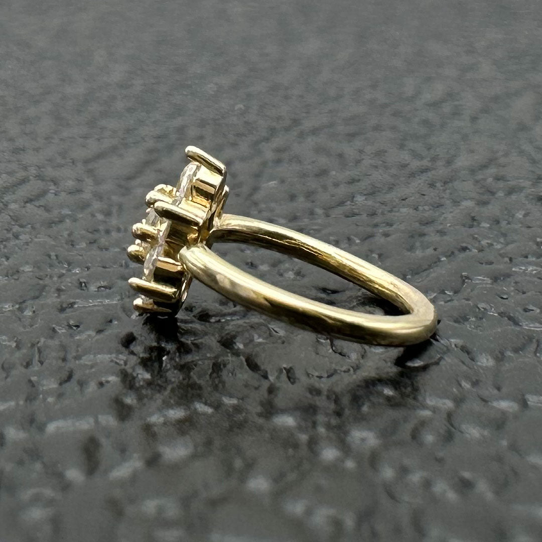 14k CZ Flower Cluster Nose Hoop 18G